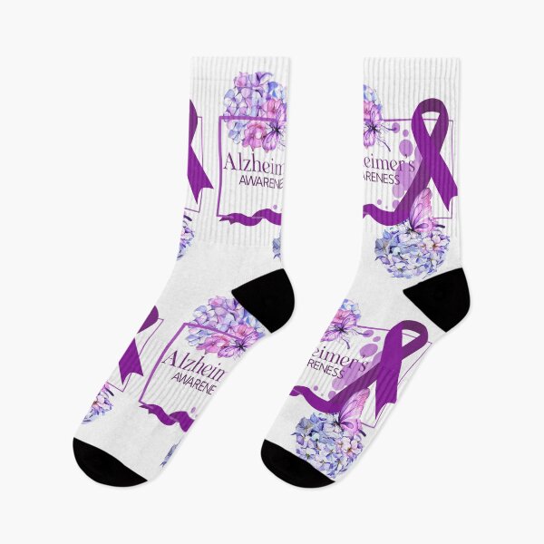 Item preview, Purple Alzheimer’s Awareness Ribbon with Hydrangeas designed and sold by TheAchyArtist.