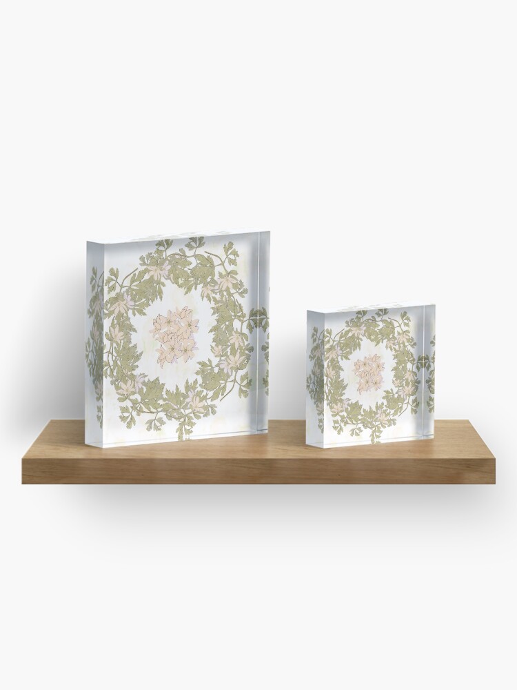 Alternate view of Flower doodles. Acrylic Block