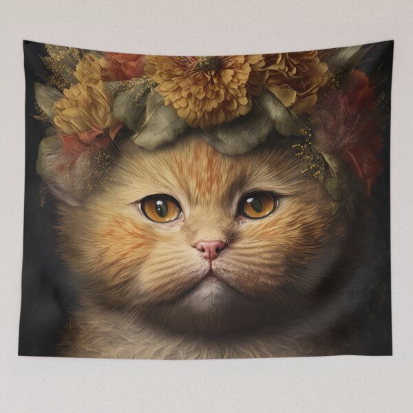 Item preview, Lovely cat (Kitten ) vintage flowers portrait frame 11 big size designed and sold by jetaiart.