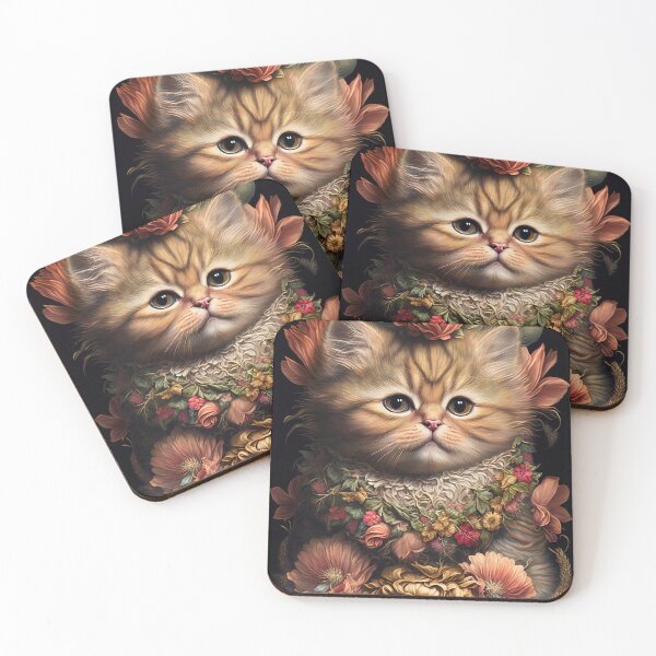 Item preview, Lovely cat (Kitten ) vintage flowers portrait frame 12 designed and sold by jetaiart.
