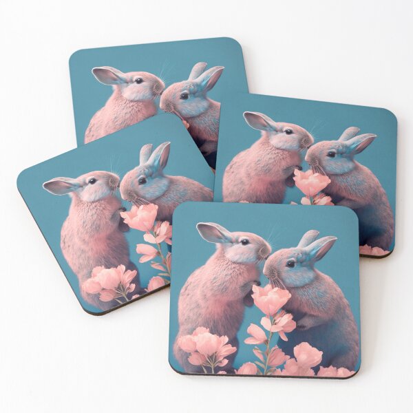 Item preview, Bunny Rabbits Sniffing Flowers designed and sold by Chiron WADE.
