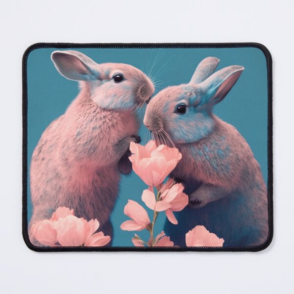 Item preview, Bunny Rabbits Sniffing Flowers designed and sold by Chiron WADE.