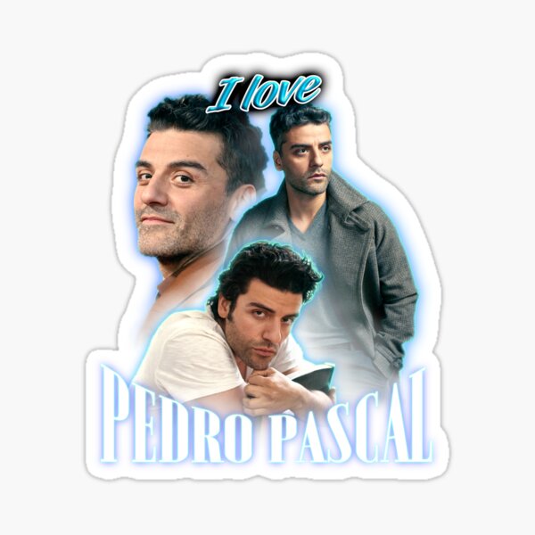 I Love Pedro Pascal Oscar Isaac Cursed Fan Collage Sticker
