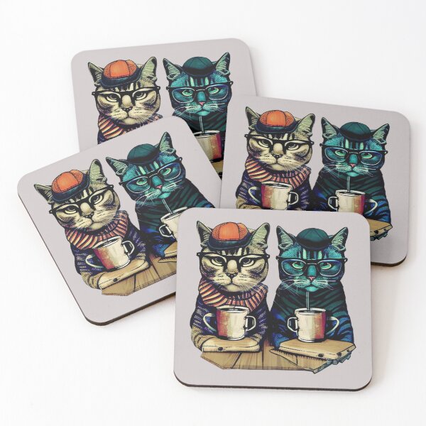 Item preview, Trendy Hipster Cats Sitting in a Coffeeshop Judgeing You designed and sold by RosaleesPaperie.