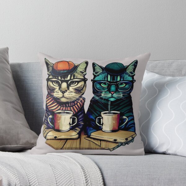 Item preview, Trendy Hipster Cats Sitting in a Coffeeshop Judgeing You designed and sold by RosaleesPaperie.