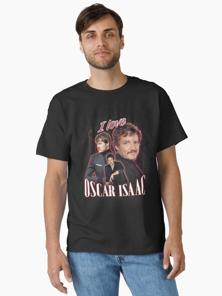 Thumbnail 1 of 7, Classic T-Shirt, I Love Oscar Isaac Pedro Pascal Cursed Fan Collage designed and sold by snazzyseagull.
