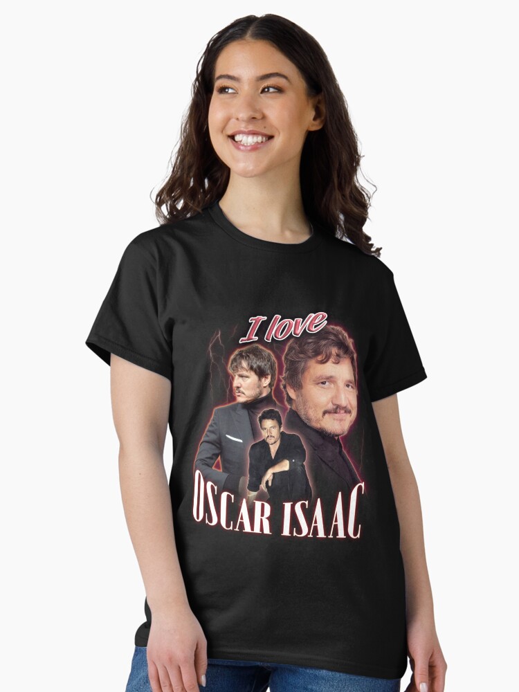 Thumbnail 2 of 7, Classic T-Shirt, I Love Oscar Isaac Pedro Pascal Cursed Fan Collage designed and sold by snazzyseagull.