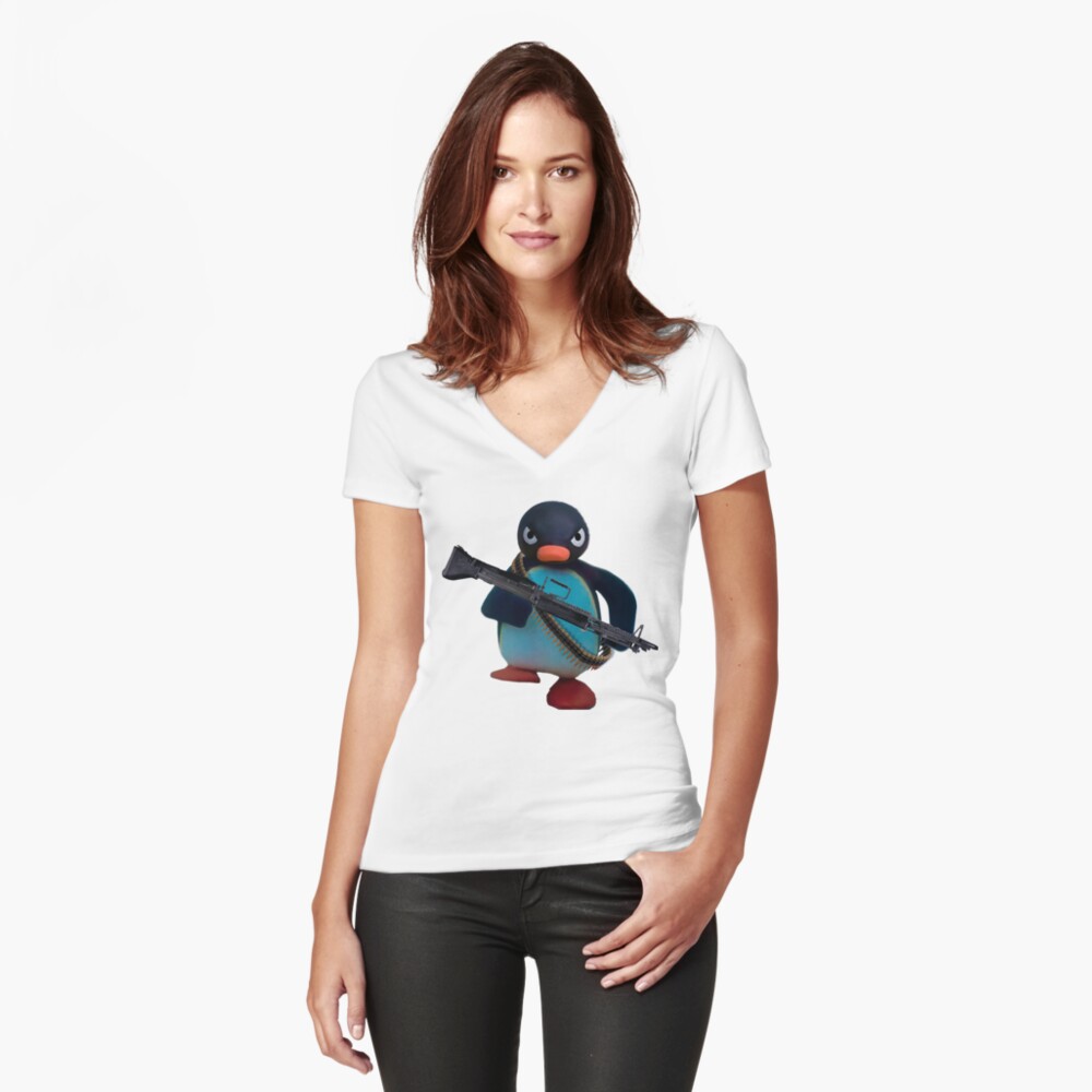 Vista previa del artículo con la obra «Camiseta entallada de cuello en V», diseñado y vendido por nootnoot-store.