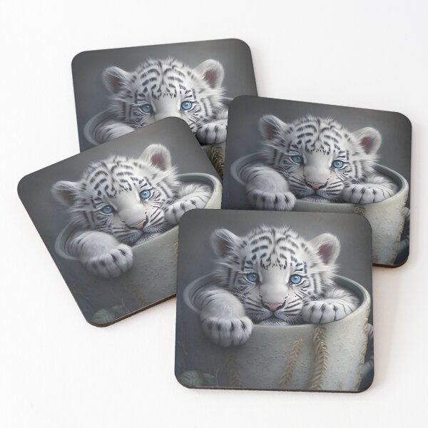 Item preview, White Tiger in the cup designed and sold by volllkaa.