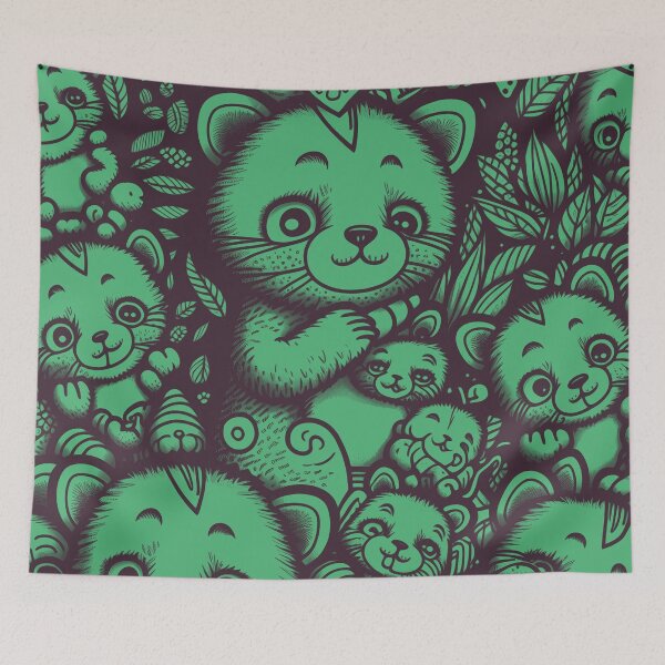 Item preview, of Cute Kitty Pattern / Brown, Green designed and sold by MonkStudio.