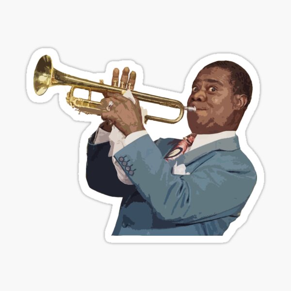 Louis Armstrong (Satchmo) Playing Trumpet T-Shirt Men / Heather Grey / L