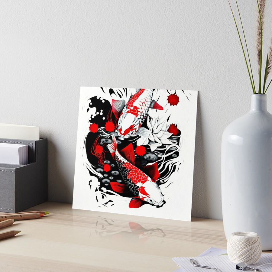 Japanese Koi fish Design Art Board Print for Sale by Playfullprints