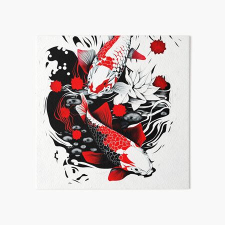 Japanese Koi fish Design Art Board Print for Sale by Playfullprints