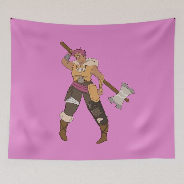 Item preview, Fantasy Character with Leg Brace & Double-Headed Axe designed and sold by moonrunesshop.