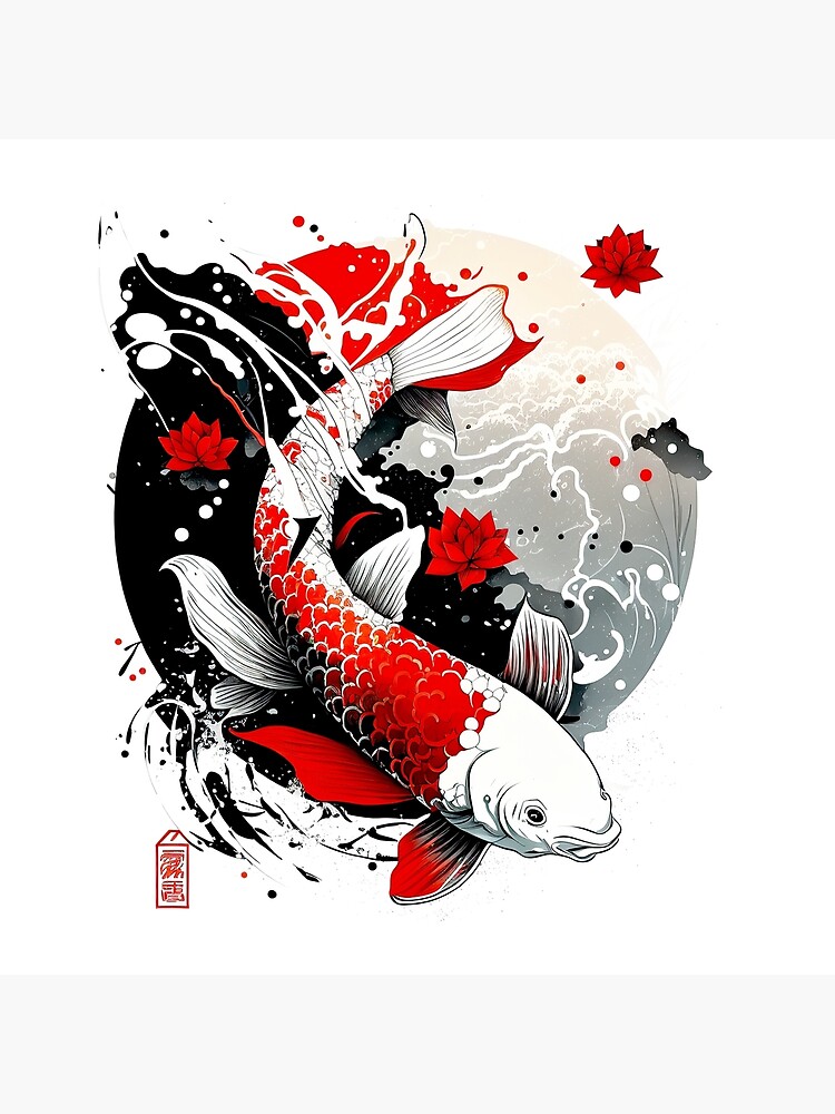 Japanese Koi fish Design Art Board Print for Sale by Playfullprints