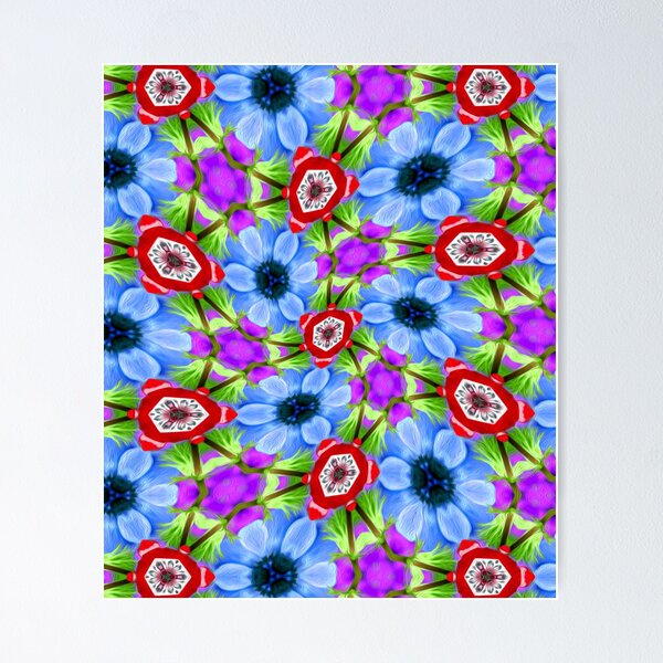 Item preview, Blue Poppy Day Pattern designed and sold by Patternflower.