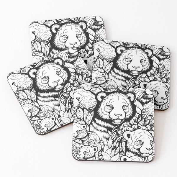 Item preview, Tiger Cub's Pattern / Black and white designed and sold by MonkStudio.
