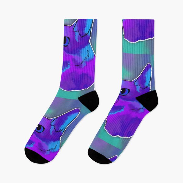 Item preview, Blue and Purple Tie Dye Cat designed and sold by CreationsByBear.