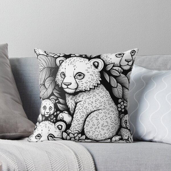 Item preview, Leopard Cub Pattern / Black and white designed and sold by MonkStudio.