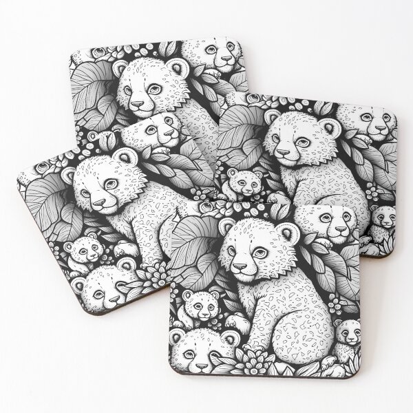 Item preview, Leopard Cub Pattern / Black and white designed and sold by MonkStudio.
