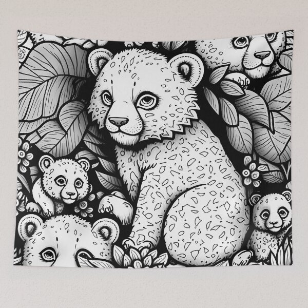 Item preview, Leopard Cub Pattern / Black and white designed and sold by MonkStudio.