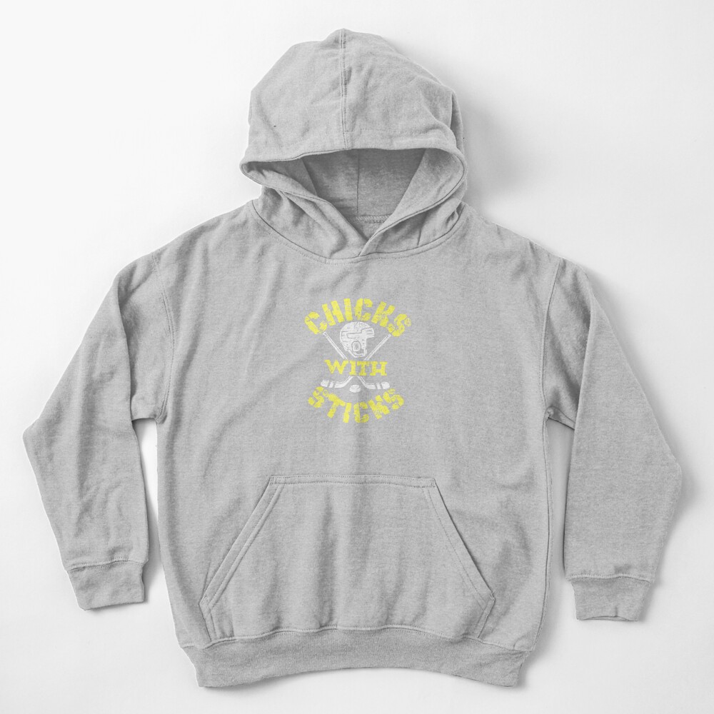 Chicks With Sticks Hockey Girls Design Kids Pullover Hoodie