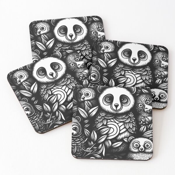 Item preview, Creatures in woods doodles Pattern / Black and white designed and sold by MonkStudio.