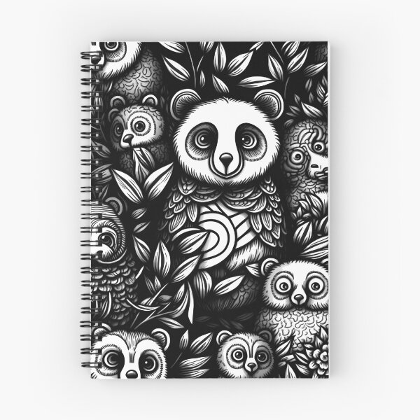 Aperçu de l'œuvre Créatures dans les bois doodles Motif / Noir et blanc créée et vendue par MonkStudio.