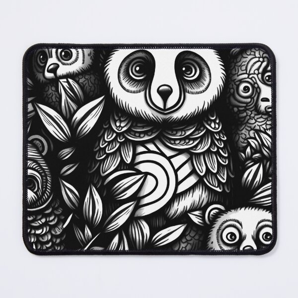 Item preview, Creatures in woods doodles Pattern / Black and white designed and sold by MonkStudio.