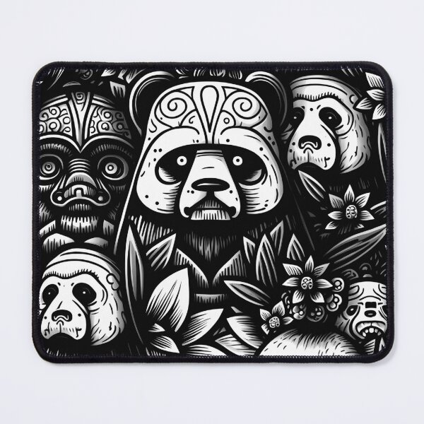 Item preview, Panda Vader doodles Pattern / Black and white designed and sold by MonkStudio.