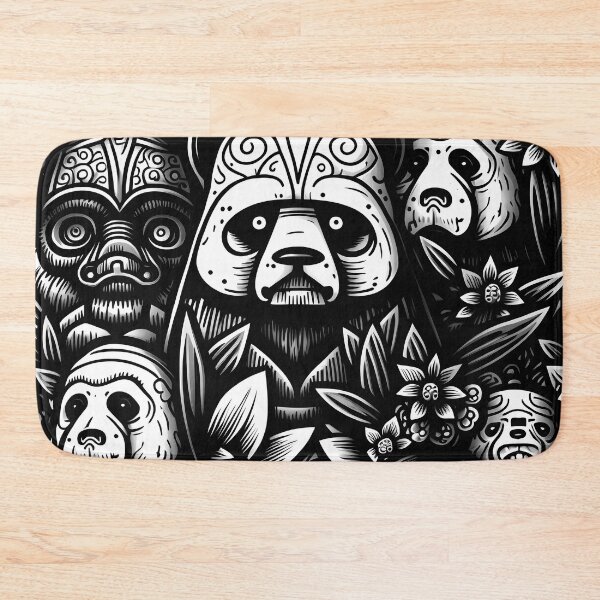 Item preview, Panda Vader doodles Pattern / Black and white designed and sold by MonkStudio.