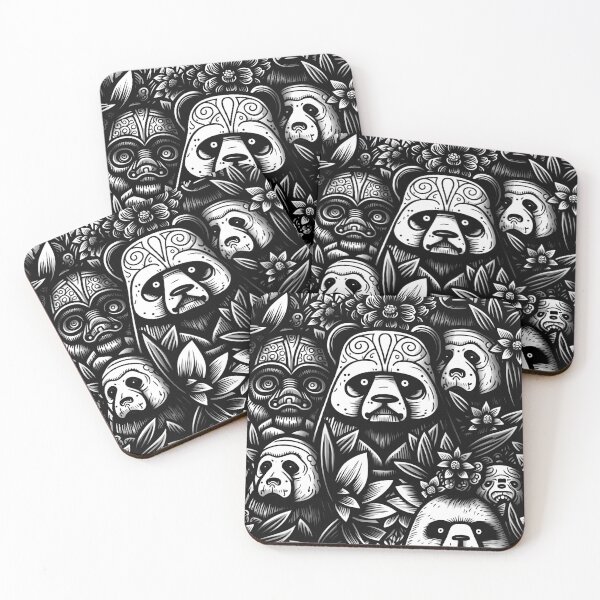 Item preview, Panda Vader doodles Pattern / Black and white designed and sold by MonkStudio.
