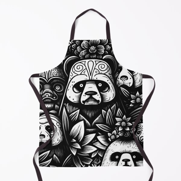 Item preview, Panda Vader doodles Pattern / Black and white designed and sold by MonkStudio.