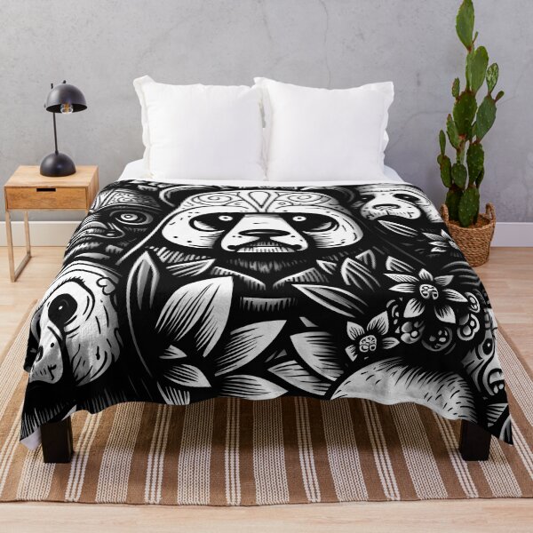 Item preview, Panda Vader doodles Pattern / Black and white designed and sold by MonkStudio.