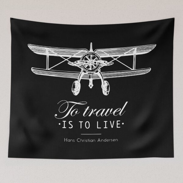 Aperçu de l'œuvre Voyager, c'est vivre - Hans Christian Andersen disant - Airplane Lover design créée et vendue par Ikaroots.