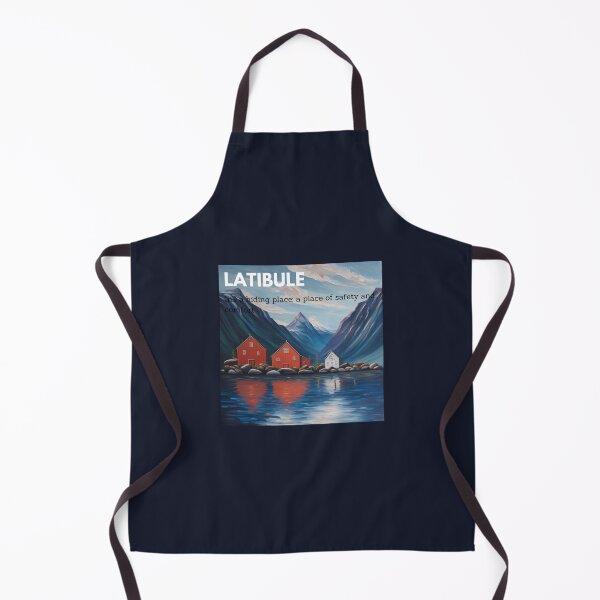 Item preview, latibule safe comfort hiding place word meaning text typography blue lake mountain norway red village house oil painting aesthetic art illustration sticker designed and sold by FRH Design ⭐⭐⭐⭐⭐.