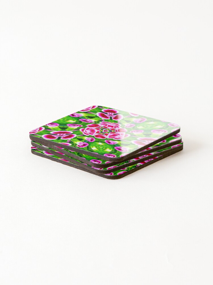 Thumbnail 4 of 5, Coasters (Set of 4), Sweet William Pattern designed and sold by Patternflower.