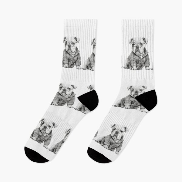 Aperçu de l'œuvre Cute Young Bulldog porte des chemises en noir et blanc créée et vendue par MaxEXP.