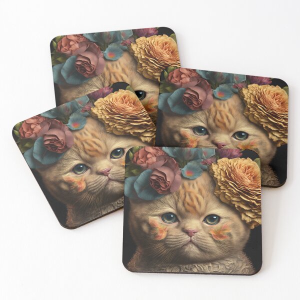 Item preview, Lovely cat (Kitten ) vintage flowers portrait frame 16 designed and sold by jetaiart.