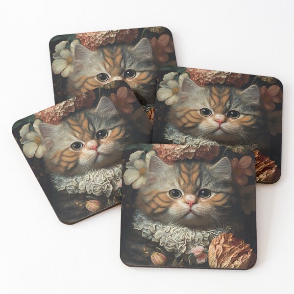Item preview, Lovely cat (Kitten ) vintage flowers portrait frame 17 designed and sold by jetaiart.