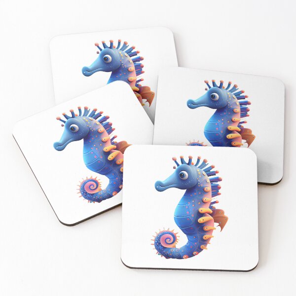 Aperçu de l'œuvre bleu, beau, dessin animé, hippocampe, 2 créée et vendue par Earth Celebration Designs.