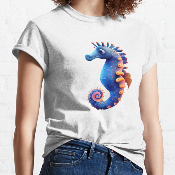Artikel-Vorschau von Blue Beautiful Cartoon Seahorse 2, designt und verkauft von Polygonist.