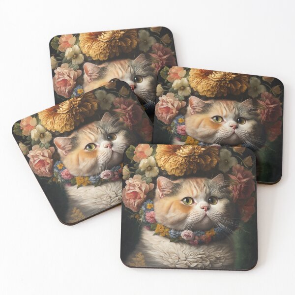 Item preview, Lovely cat (Kitten ) vintage flowers portrait frame 18 designed and sold by jetaiart.