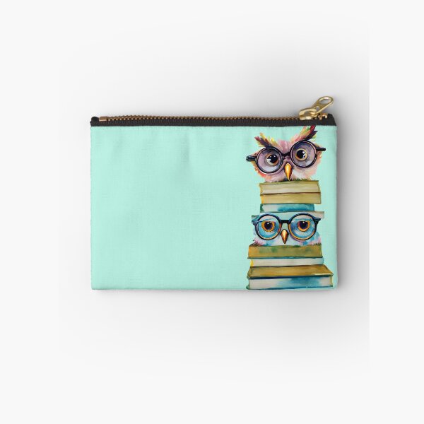 Item preview, Watercolor Whimsical Cute Nerdy Little Owls with Glasses Sitting on Books - Adorable Owl Design 2 designed and sold by Cawaiico.