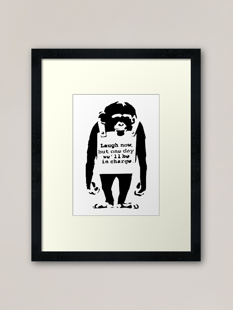 Alternate view of Banksy Laugh Now But One Day We'll Be In Charge Monkey Framed Art Print