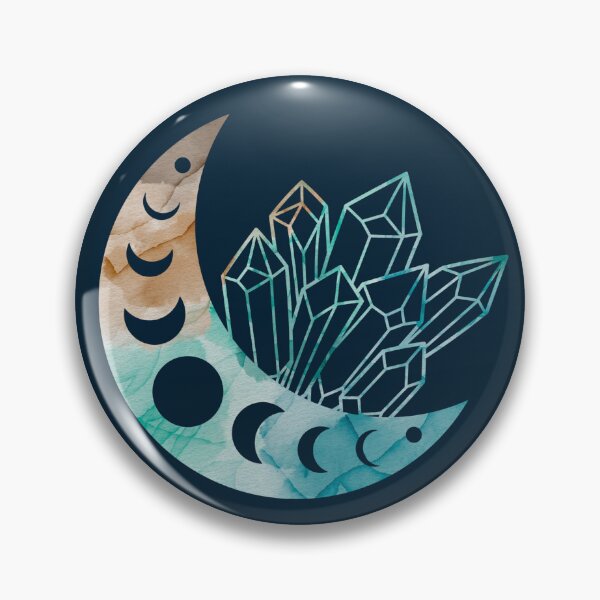 Item preview, Watercolor Crystal Moon with Moon Phases designed and sold by moonrunesshop.