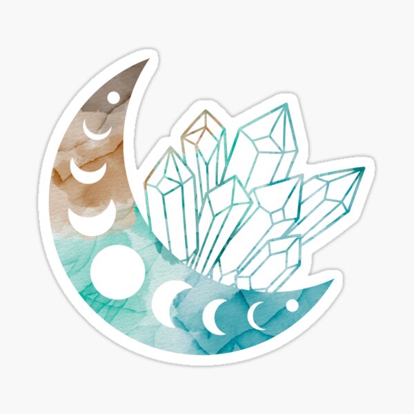 Watercolor Crystal Moon with Moon Phases Sticker