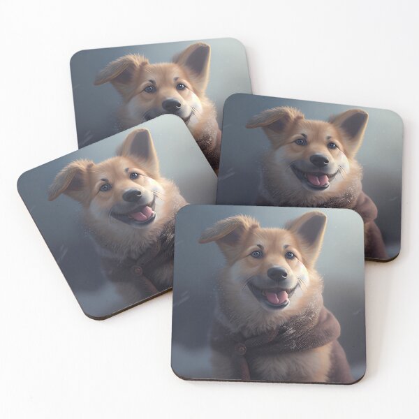 Item preview, Happy dog wearing coat snow, portrait designed and sold by Plessmo.