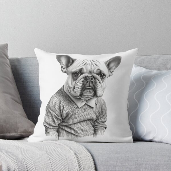 Aperçu de l'œuvre Bulldog wear Chemises Bulldog Human Style Noir et Blanc créée et vendue par MaxEXP.