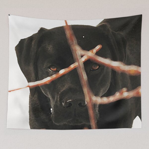 Item preview, Black Labrador - Peeking Branches designed and sold by BlackDogArtJudy.